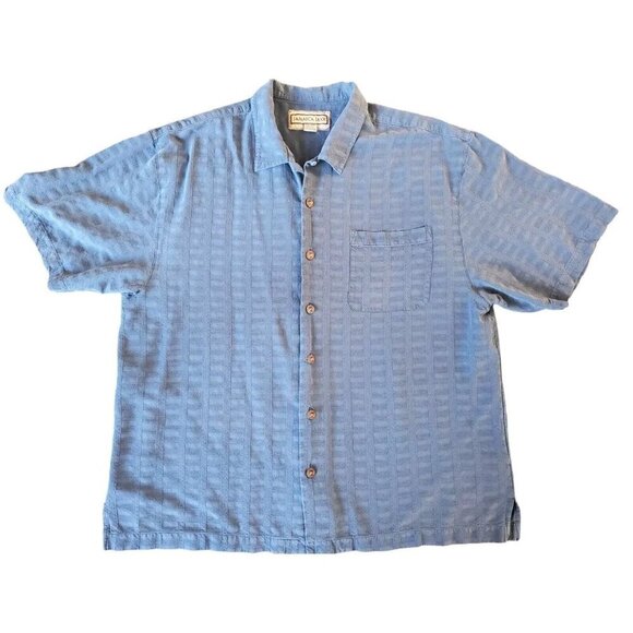 JAMAICA JAXX Button Down Shirt Men's Size XXL Hawaiian Blue 100% Silk Casual - Picture 1 of 8
